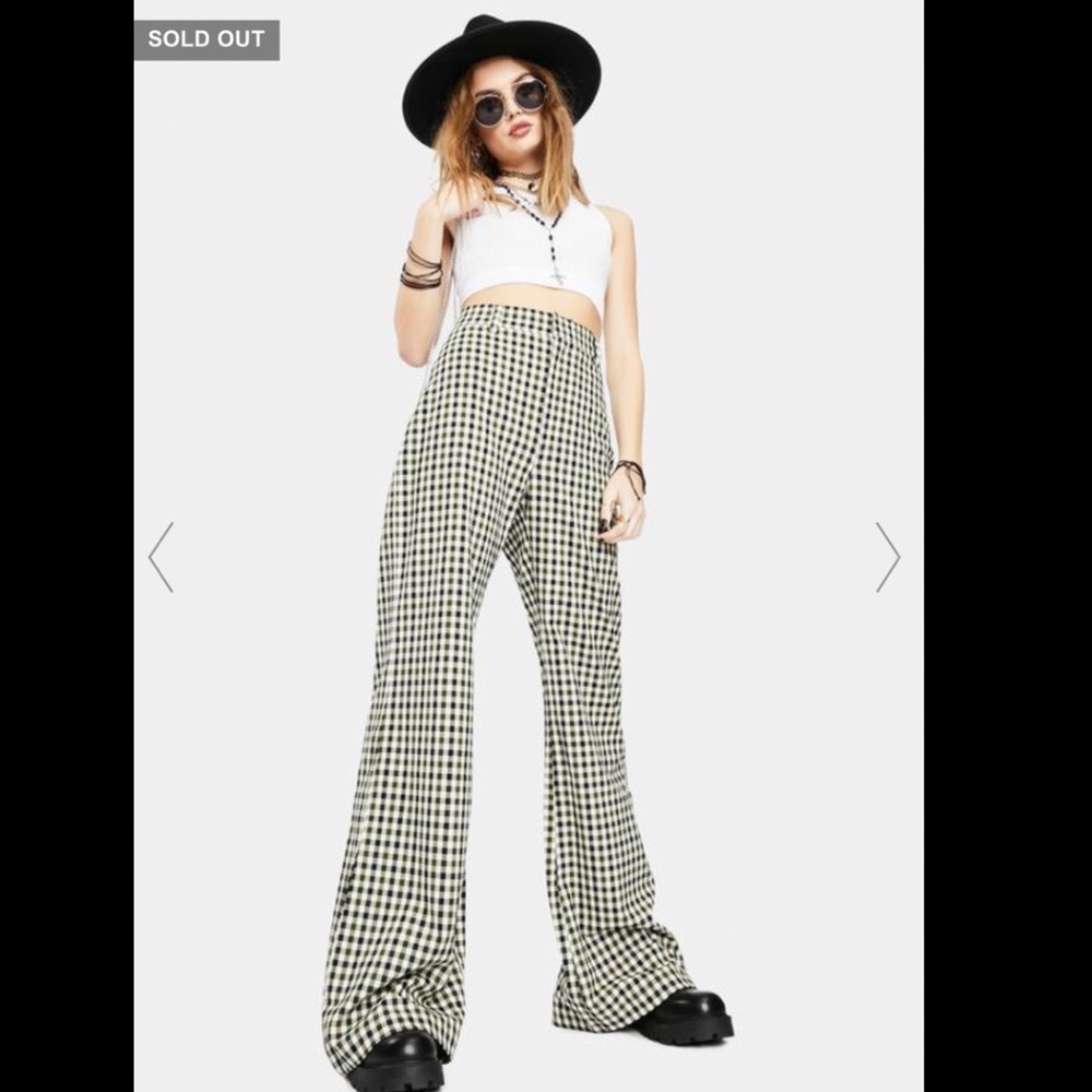 NWT Free People Jules Wide Leg High Waist Gingham Pant sz 2 SOLD OUT - Picture 3 of 6